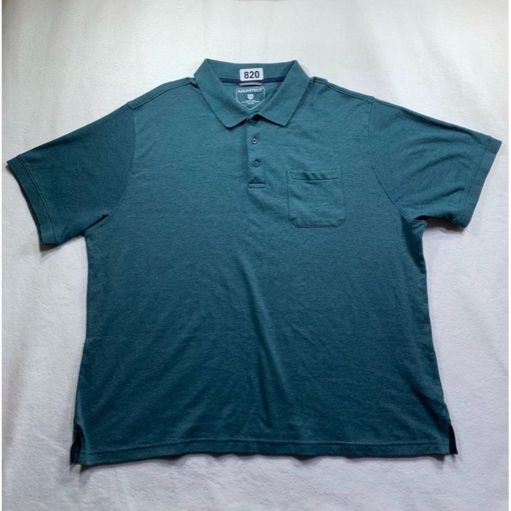 Plus Size Men Architect Dark Aqua Plain Polo Shirt Size 3XL (820)